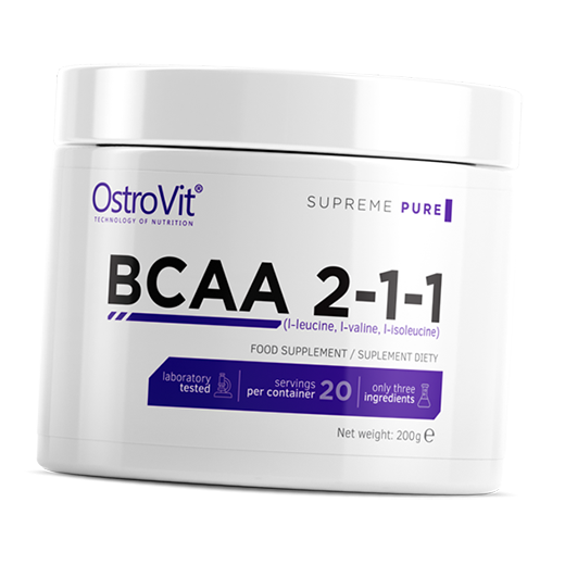 

BCAA аминокислоты OstroVit BCAA 2-1-1 200 грамм Без вкуса (334345-2)