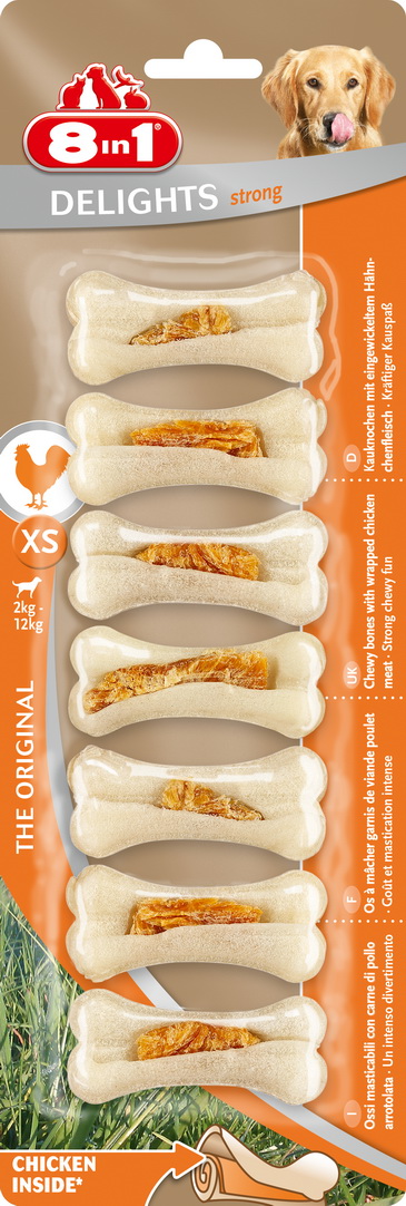

Кость прочная с куриным мясом 8in1 Strong XS лакомство, (7шт)