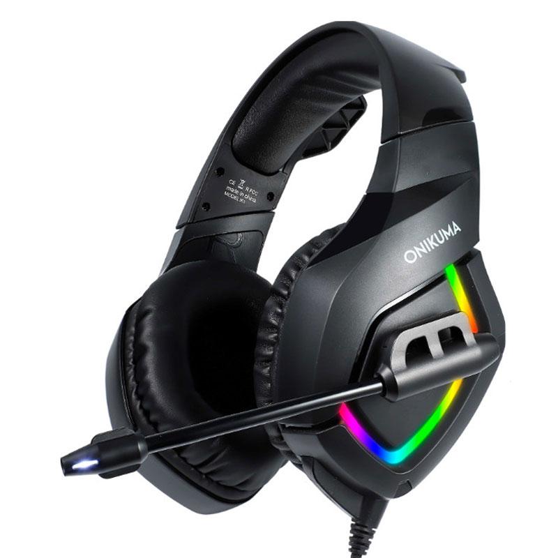 

Игровые наушники Onikuma K1-B с микрофоном и RGB подсветкой проводные Black (K1-B)