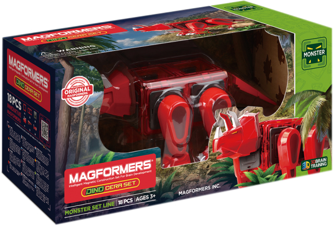 

Конструктор магнитный Magformers Динозавр Трицератопс 18 деталей (716002) (8809465531454)