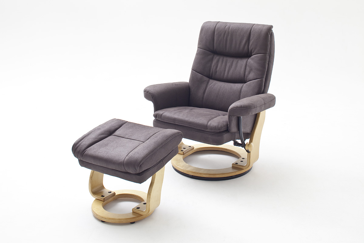 

Кресло Relax Samon XL Chair Braun/Black Cloth Natural Wood 3 с оттоманкой для ног