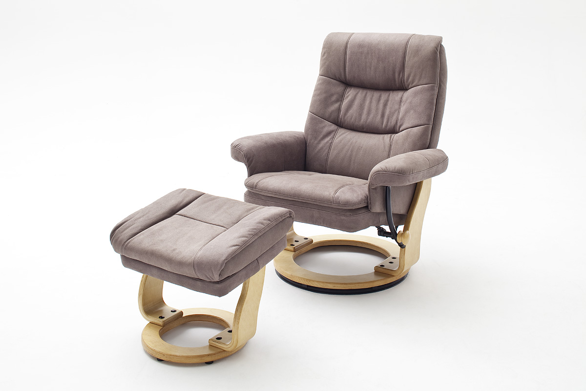

Кресло Frost Relax Samon XL Chair Taupe Cloth Natural Wood с оттоманкой