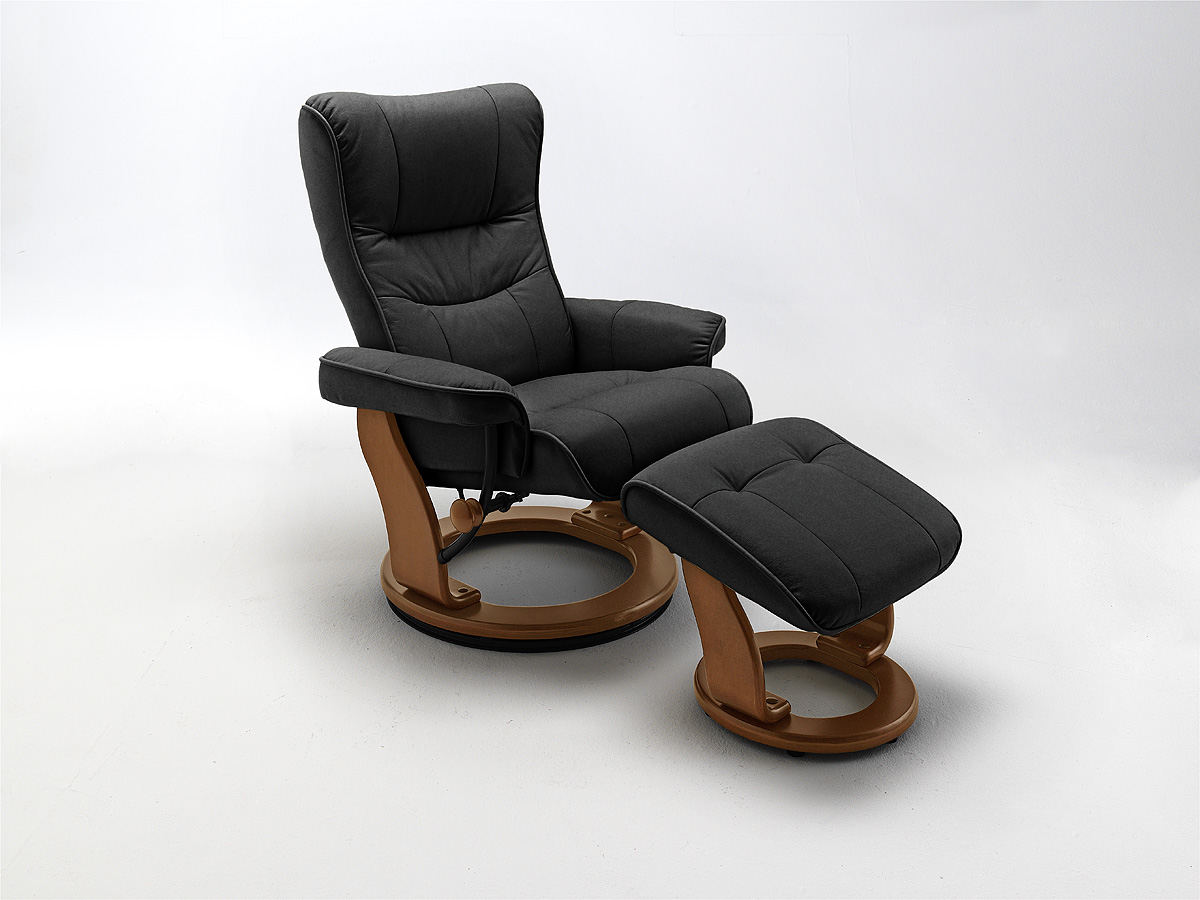 

Кресло Relax Montrea Chair Black Skin Honey 9 с оттоманкой для ног