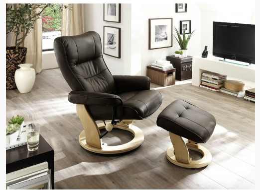 

Кресло Frost Relax Montrea Chair Brown Skin Natural Wood 10 с оттоманкой для ног