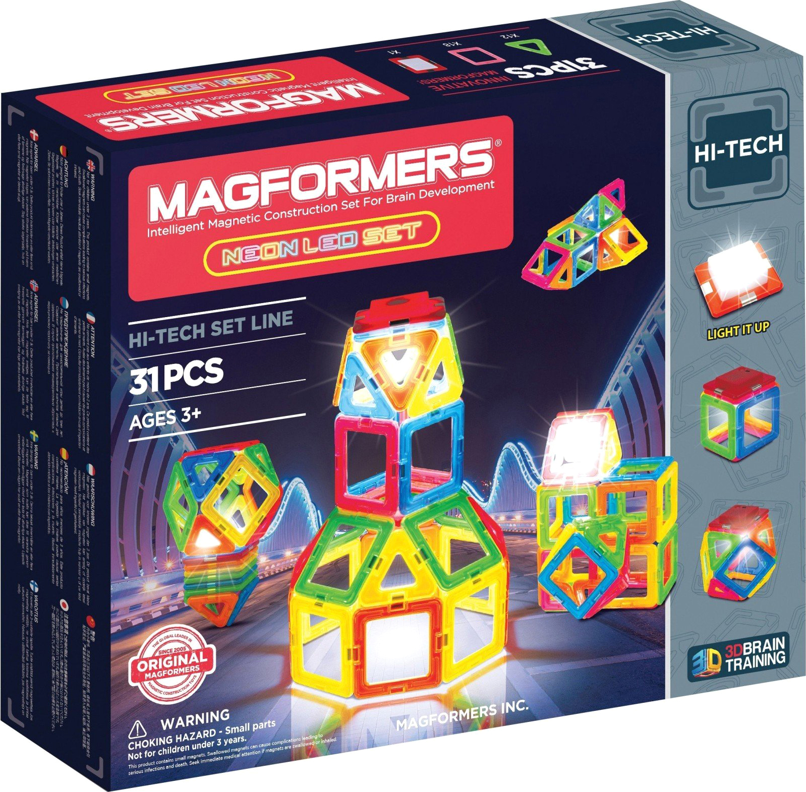 

Конструктор магнитный Magformers Неоновый с LED подсветкой 31 деталь (709007) (8809465531485)