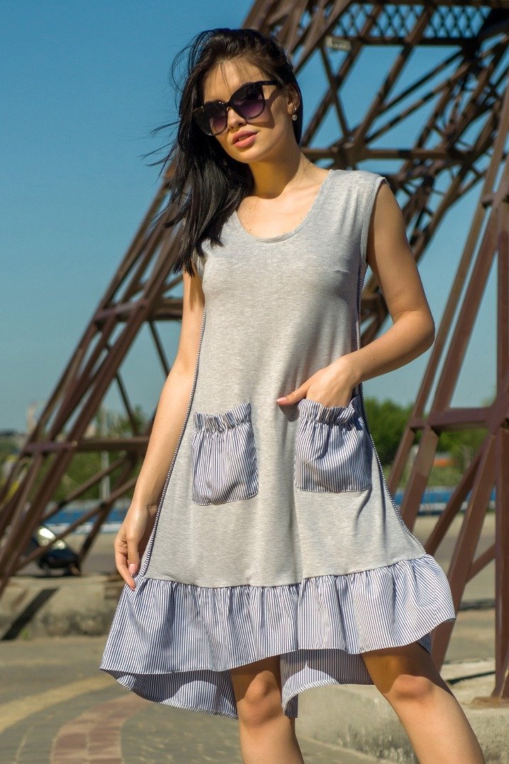 

Платье FLFashion Шамони ЗПШ 1211 повседневное до середины бедра  серое, Платье FLFashion Шамони ЗПШ 1211 повседневное до середины бедра 46 серое