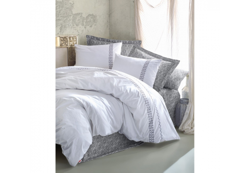 

Комплект постельного белья Cotton box Majestic Paola Gri Бело-серый