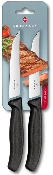 

Кухонный нож SwissClassic Steak 2 ножа 12см для стейка с черн. ручкой (блистер)