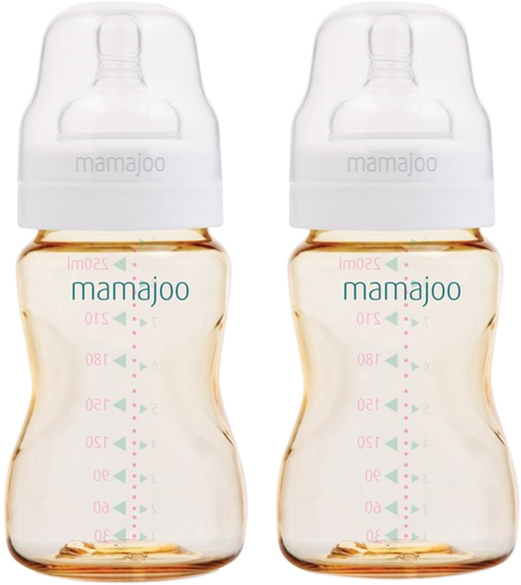 Акция на Набор бутылочек для кормления Mamajoo Gold 250 мл х 2 шт (8697767121622) от Rozetka UA