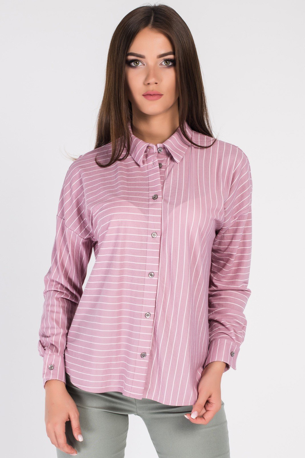 

Рубашка Bk-7639 "M" розовая в белую полоску 17691.3