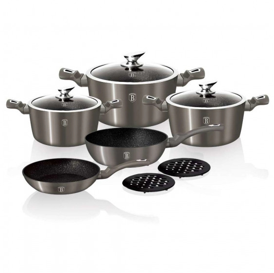 

Уникальный набор посуды Berlinger Haus Metallic Line Carbon Edition на 10 предметов (BH-1219N)