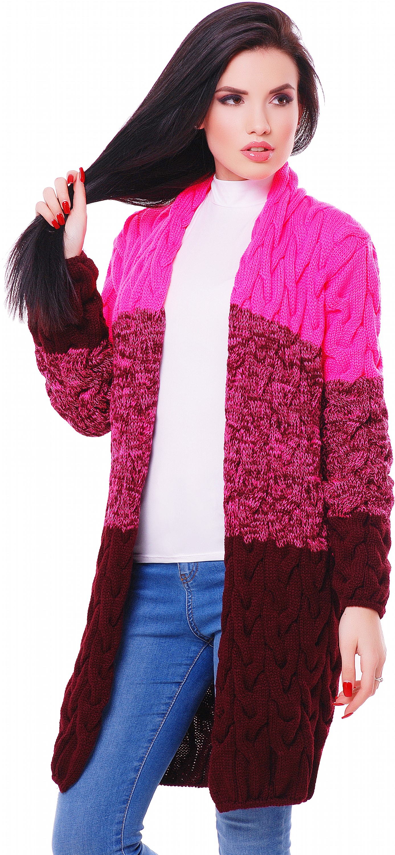 

Кардиган 1ForYou Lolo M VKM0001 42-52 р Ярко-розовый с марсала