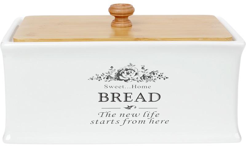 

Хлебница керамическая Sweet Home BREAD 32х18.5х18.5см с деревянной крышкой