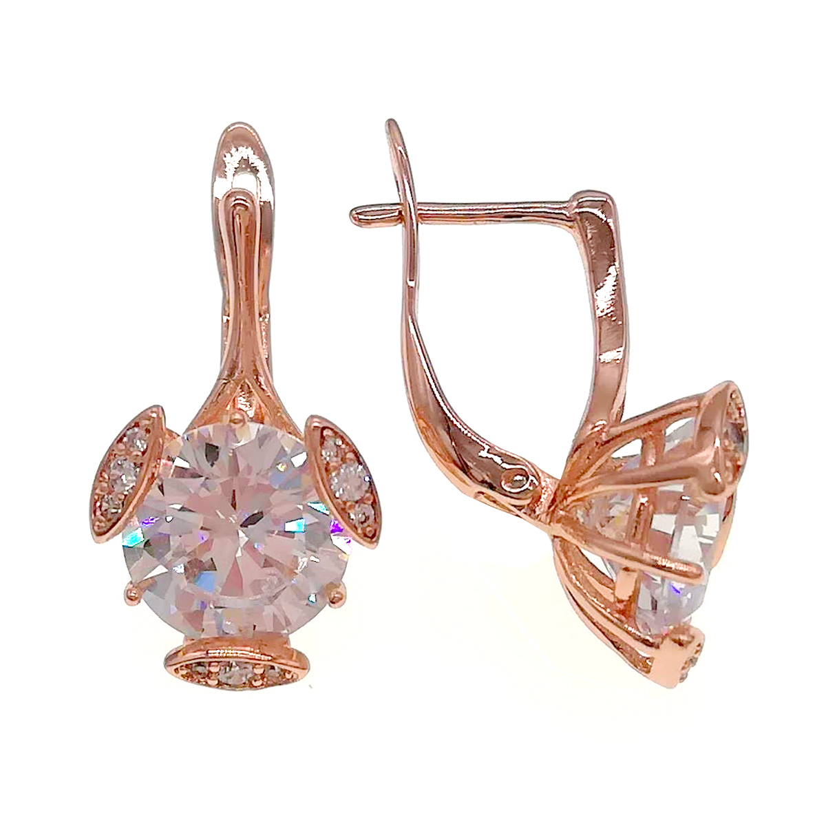 

Серьги Xuping из медицинского золота, белые фианиты, позолота PO, 24302