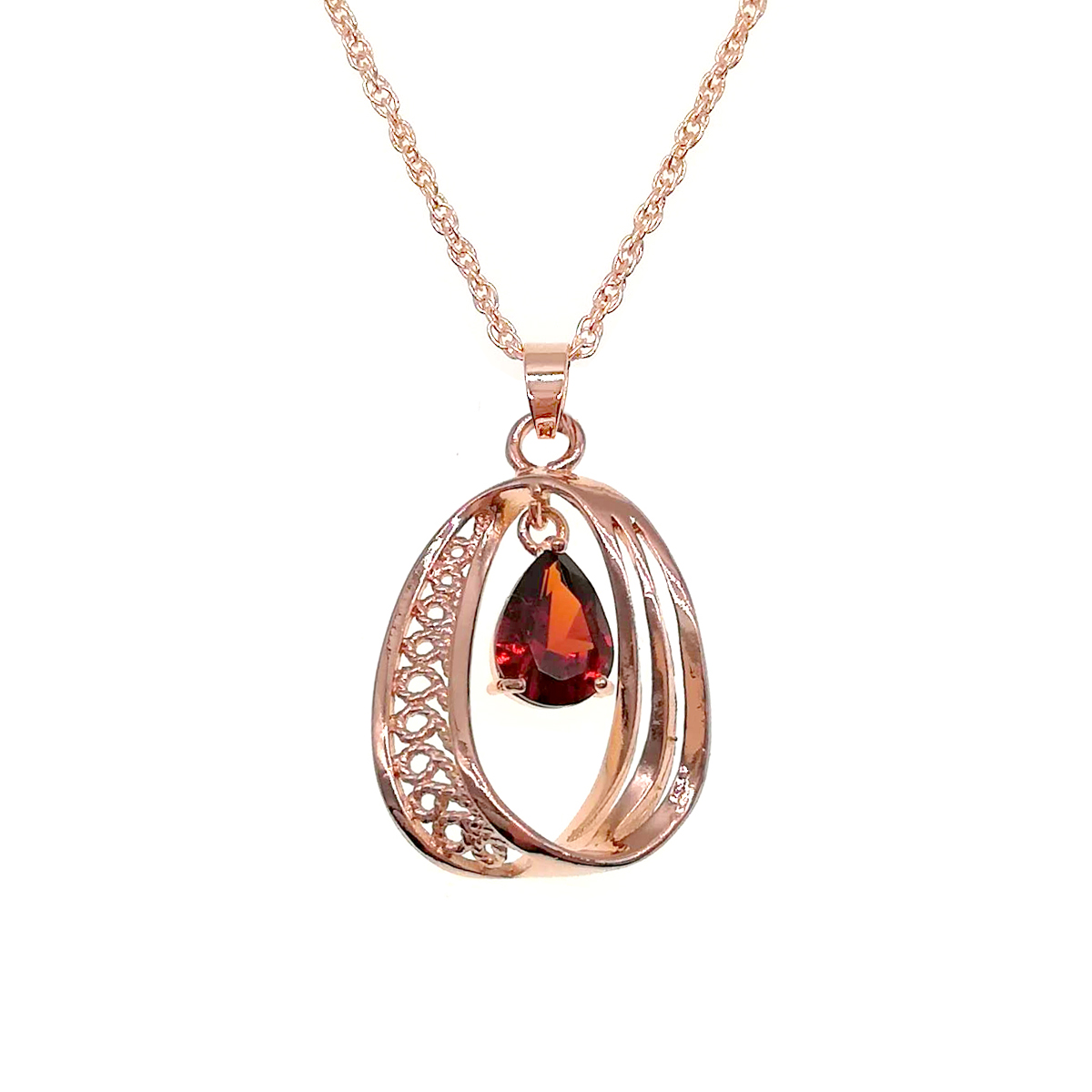 

Подвеска на цепочке SONATA из медицинского золота, красный фианит, позолота PO, 42313