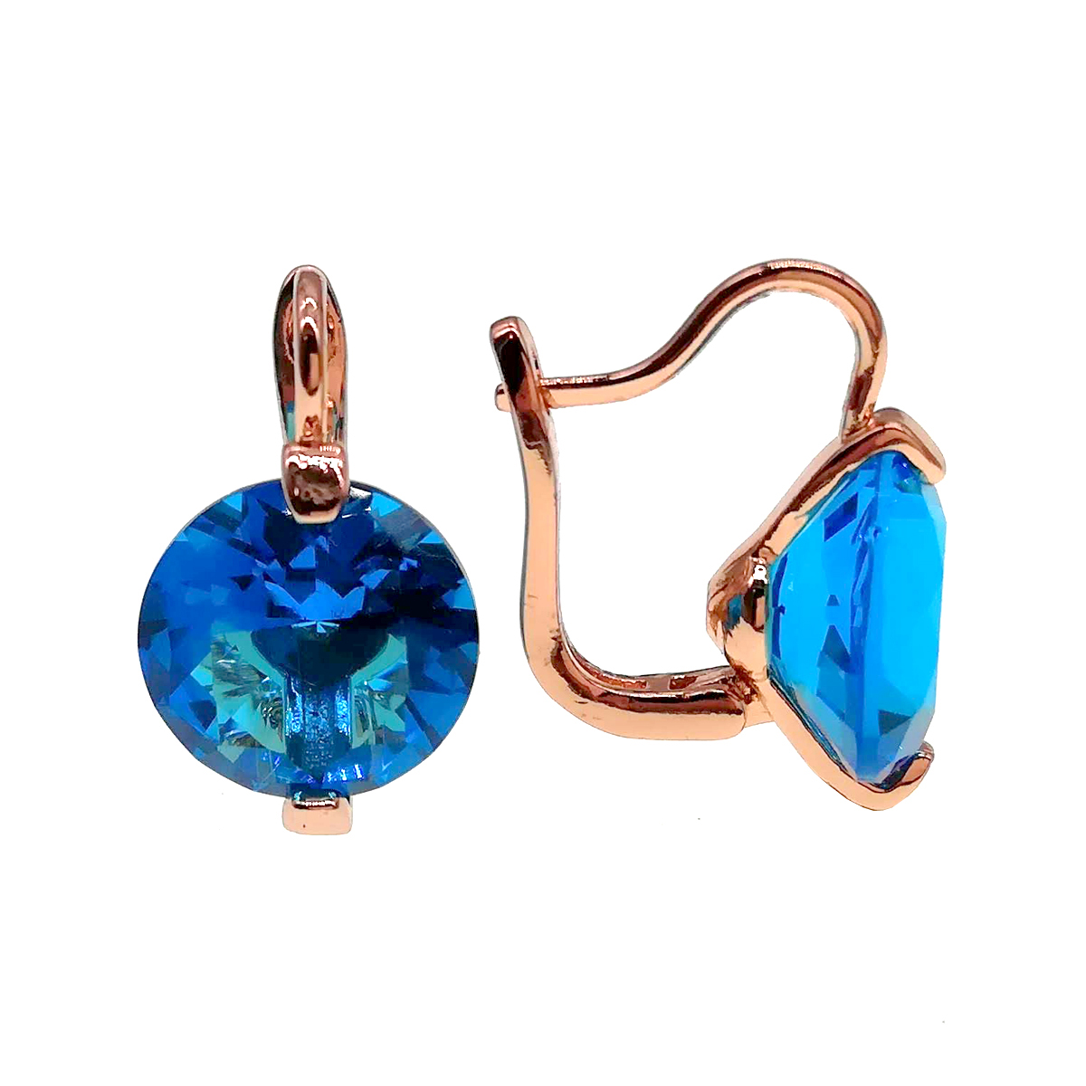 

Серьги SONATA из медицинского золота, голубые фианиты, позолота PO, 24126