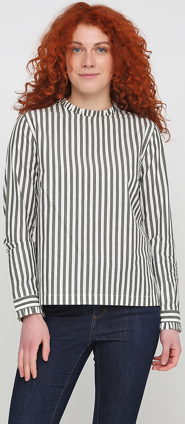 

Блузка H&M 4442635 38 Белая хаки полоса