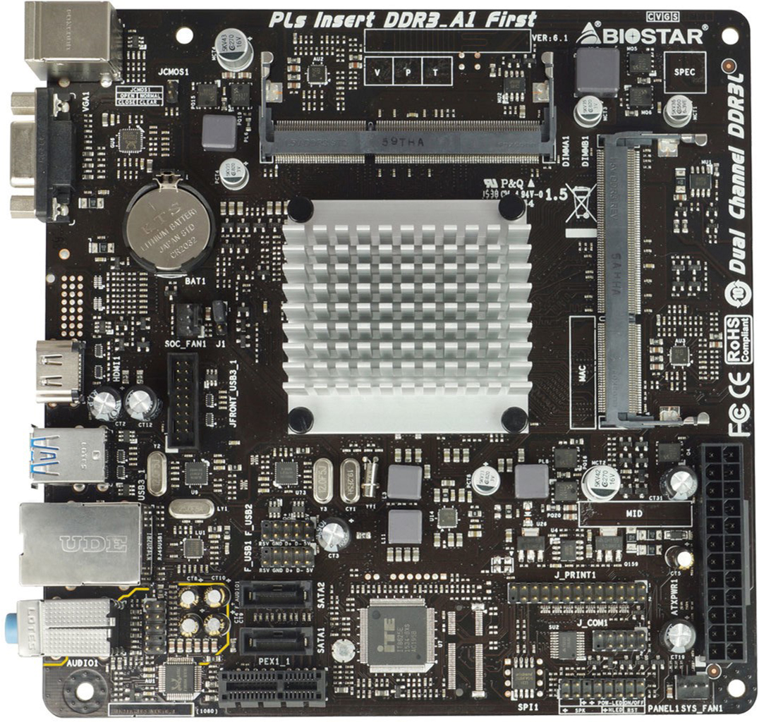 

Материнская плата Biostar J3060NH (Intel Celeron J3060, SoC, PCI-Ex1)