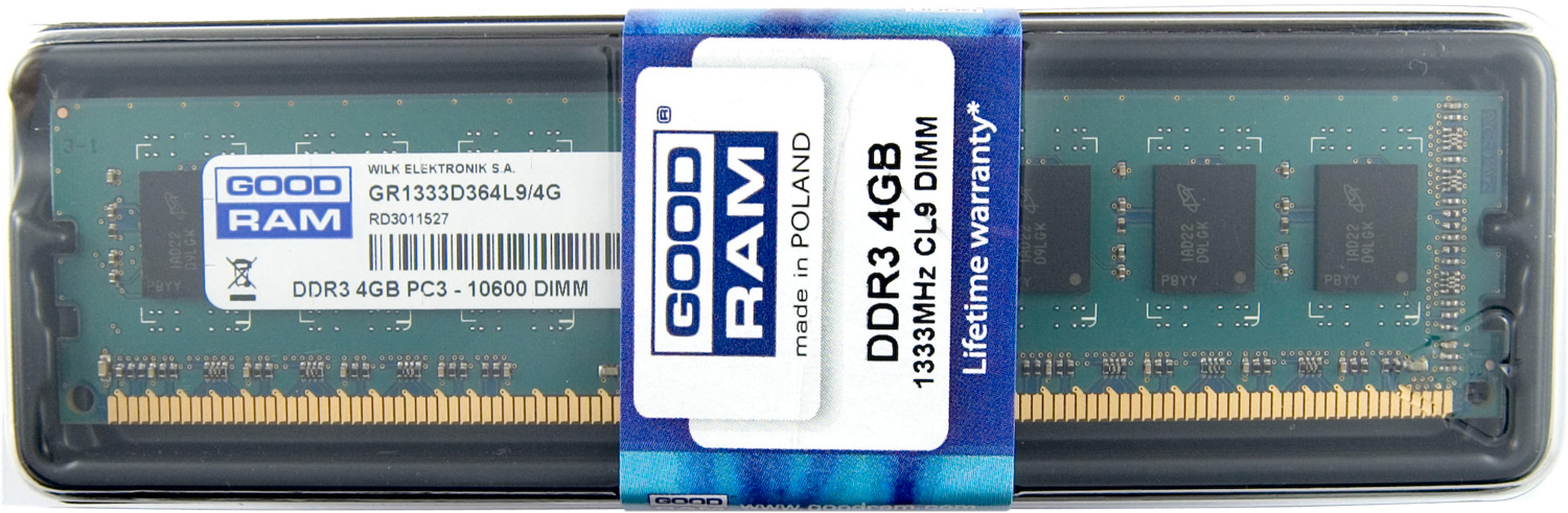 

Оперативна пам'ять GoodRam DDR3 4GB 1333MHz (GR1333D364L9S/4G) (6124947)