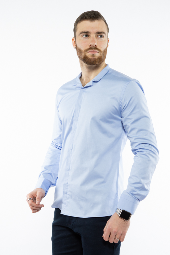 

Рубашка мужская с воротником стойка Time of Style 204P3822 XXL Голубой