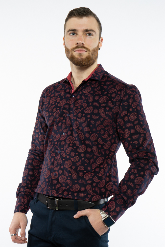 

Рубашка мужская с принтом Time of Style 204P1762 XL Чернильный