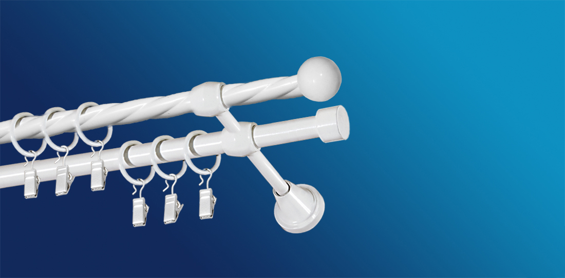 

Карниз металлический двойной витой PLASTIDEA для шторы с прищепками (16 - 16) Белый Болонь 240 см.