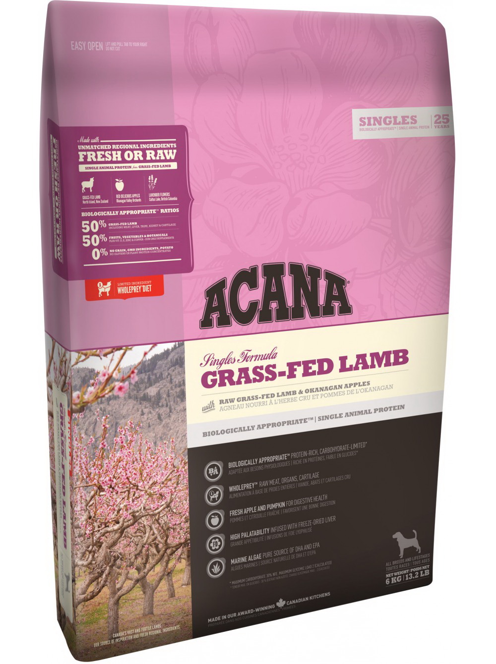 

Сухой гипоаллергенный корм для собак всех пород ACANA Grass-Fed Lamb 6 кг (a57060)