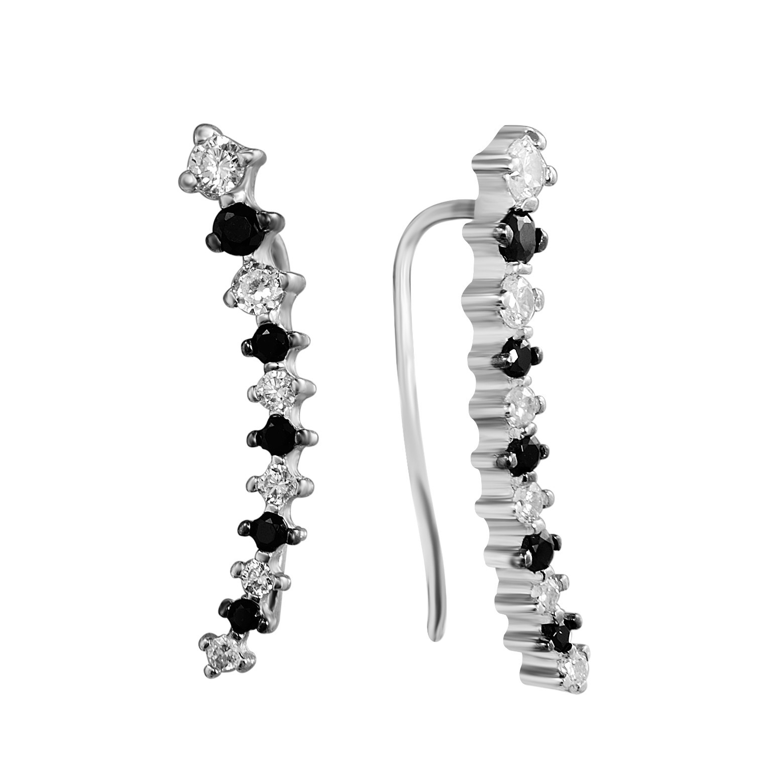 

Серебряные серьги-каффы HARMONY c23039 бел+черн c23039