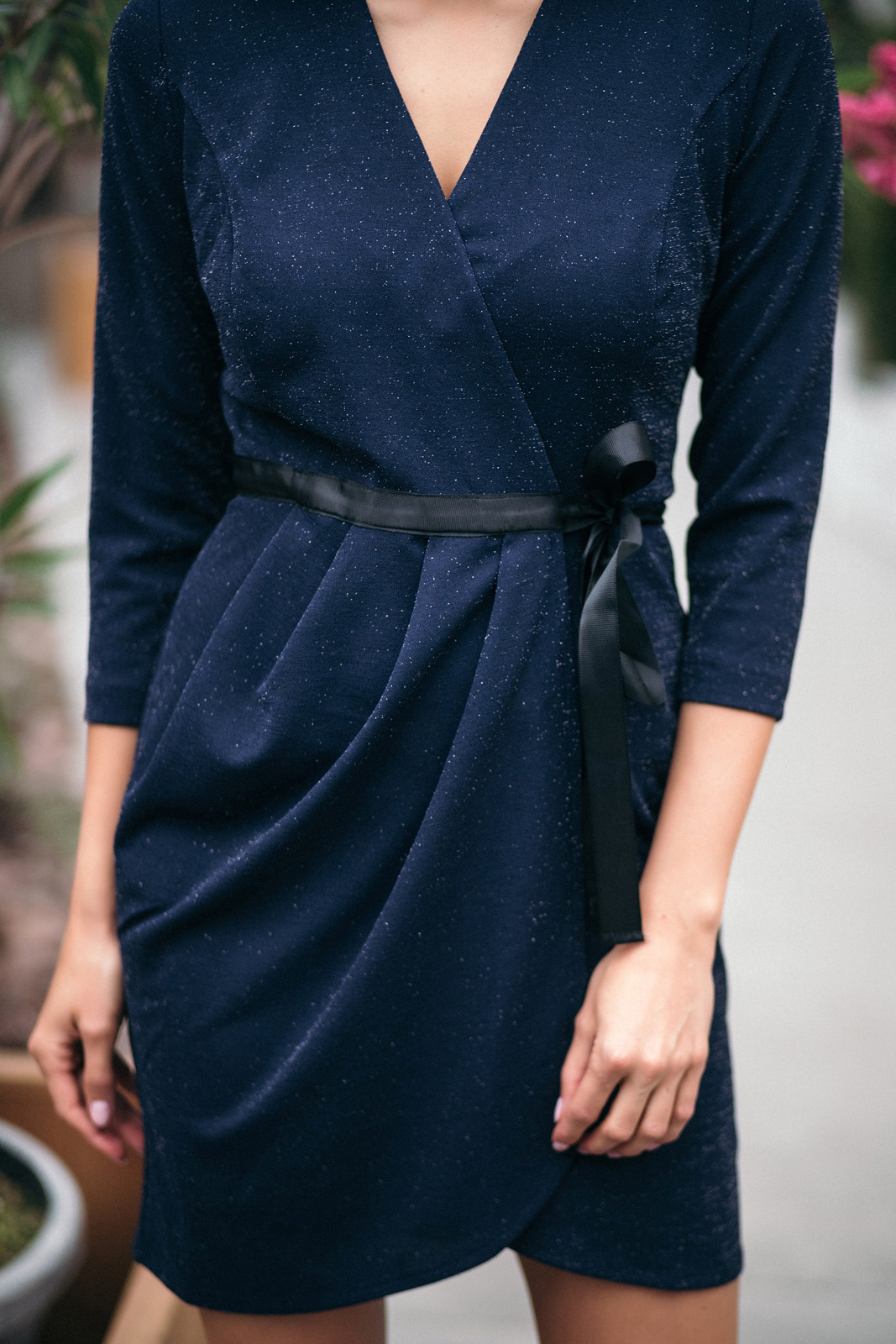 

Платье Wear me с запахом с лентой поясом яркое коктейльное L Синий 2w/19/79
