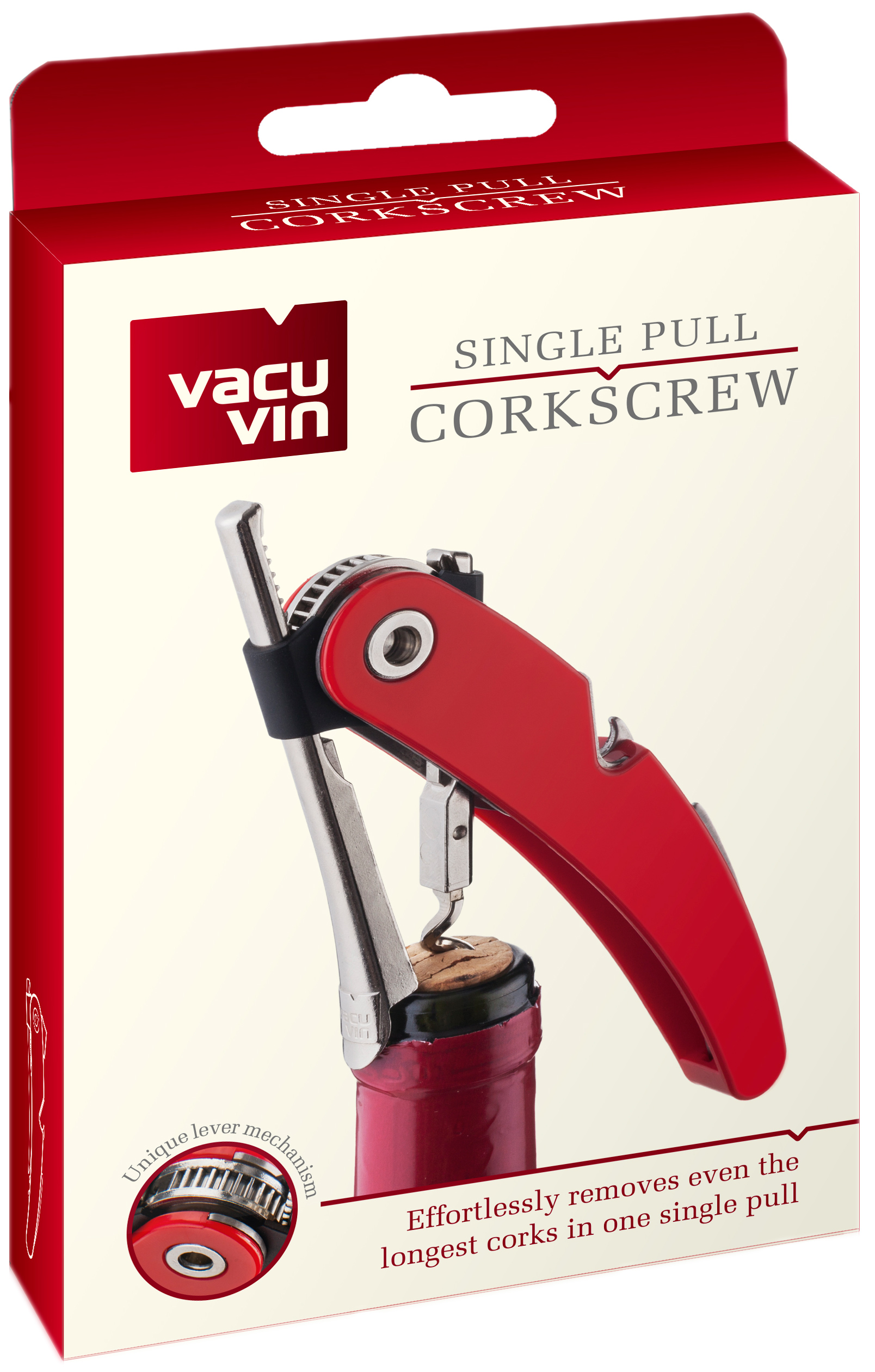 

Штопор Vacu Vin single Pull Corkscrew Red