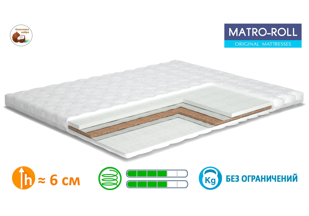 

Матрас ортопедический Matroluxe Extra Kokos Topper 120x200 см