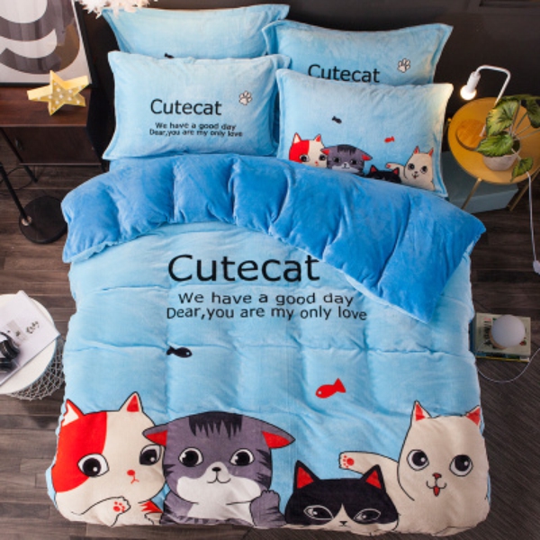 

Комплект постельного белья Homy Tex Микрофибра/Плюш Cute cat 200х230