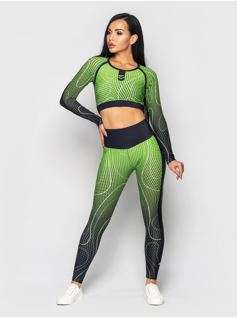 

Костюм для фитнесса 90004 GO fitness черный с салатовым 50-52
