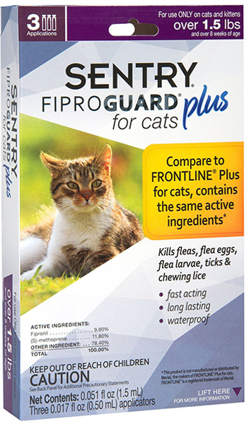 

Капли FiproGuard Plus от блох, клещей и вшей для котов 3 пипетки (2.1 мл)