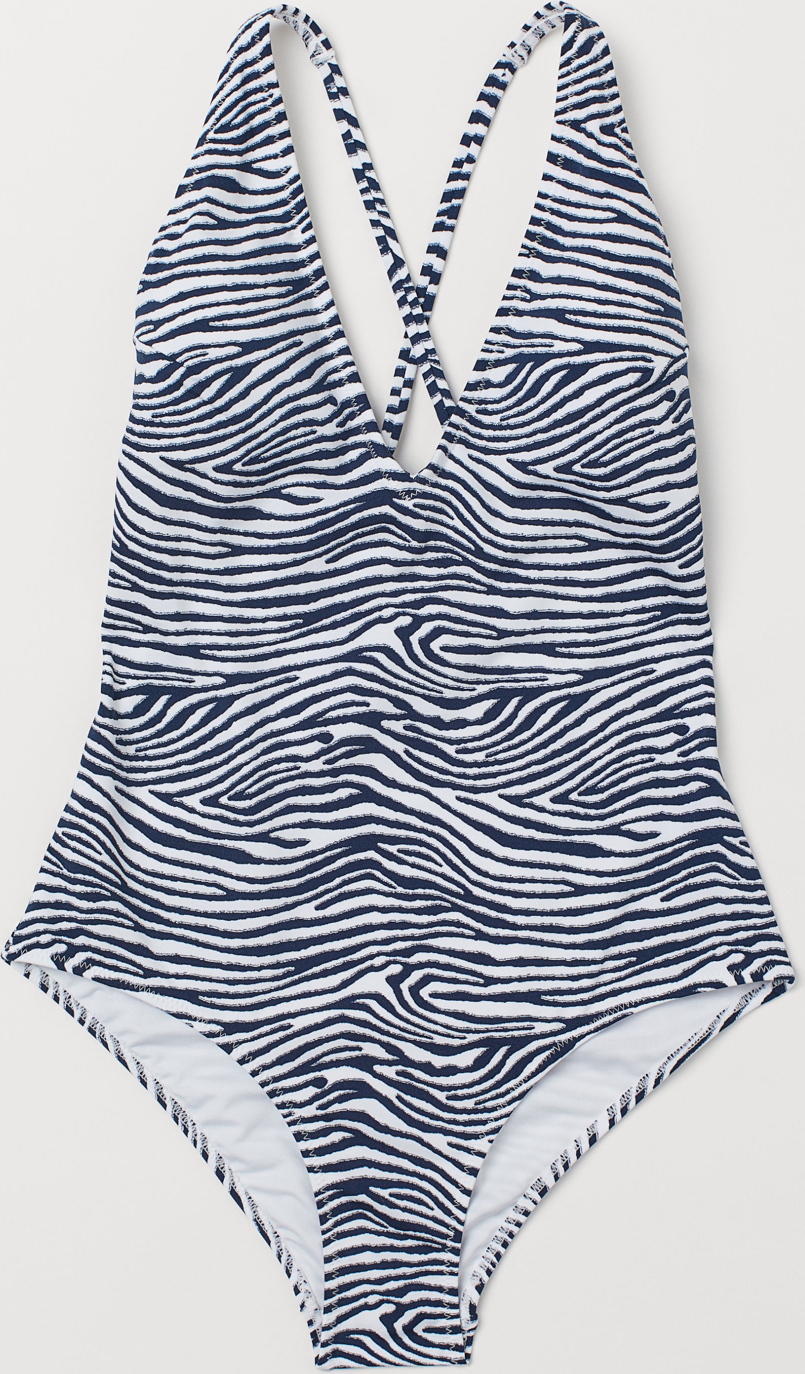 

Купальник слитный женский H&M 7429339 42 Темно-синий/Принт «зебра»