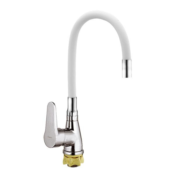 

Смеситель для кухни ZERIX SOP7 045 с белым гибким изливом (ZX2668)