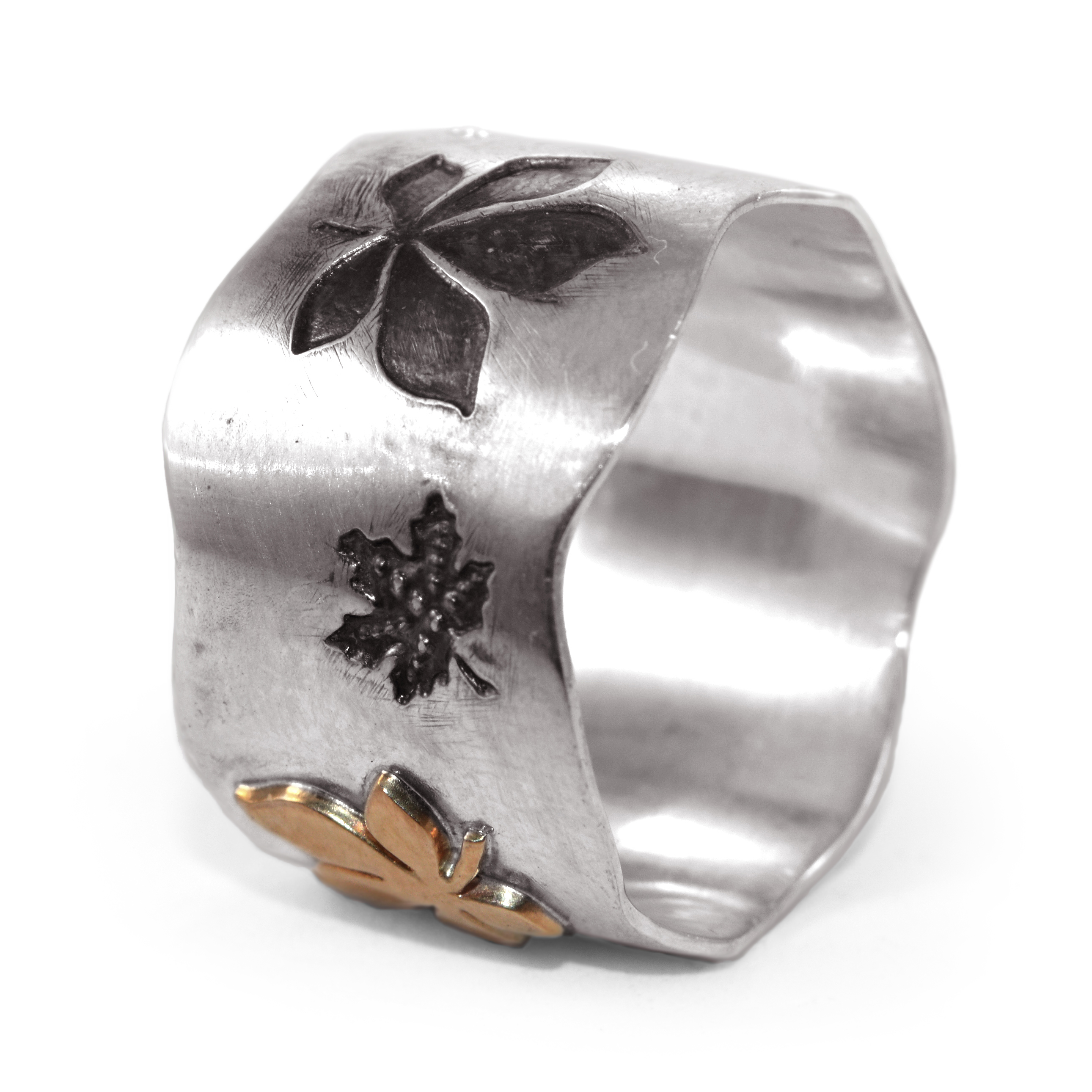 

Серебряное кольцо перстень с золотом EJ Leaf fall 22 EJK025m