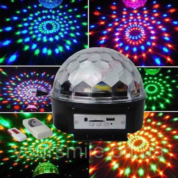 

Светодиодный вращающийся диско шар LED Magic Ball Light с MP3 плеером, 6 светодиодов