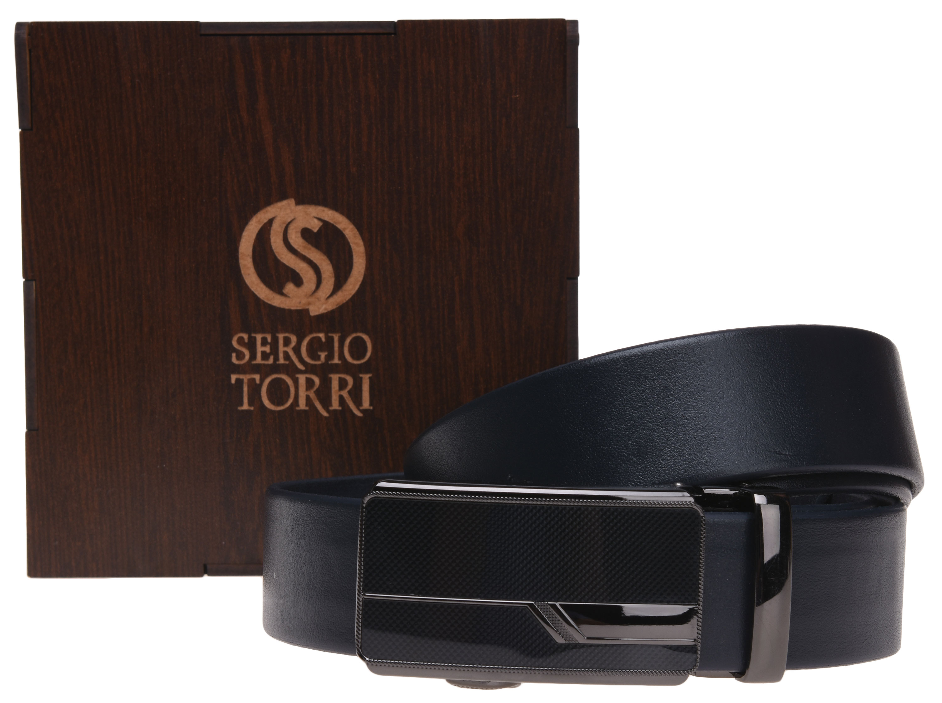 

Мужской ремень кожаный Sergio Torri 10-058 125 см Синий