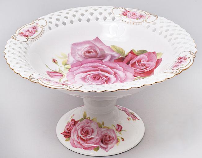 

Блюдо на ноге "Букет роз" Ø30см, высота 16см. Тортовница, фруктовница, конфетница