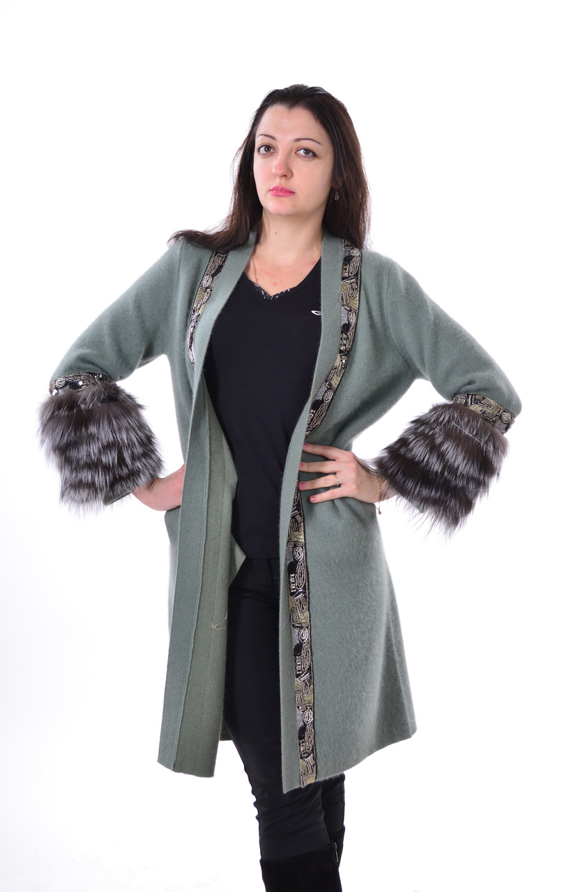 

Элегантный кардиган Max Mara 5-1702, ангора и чернобурка M
