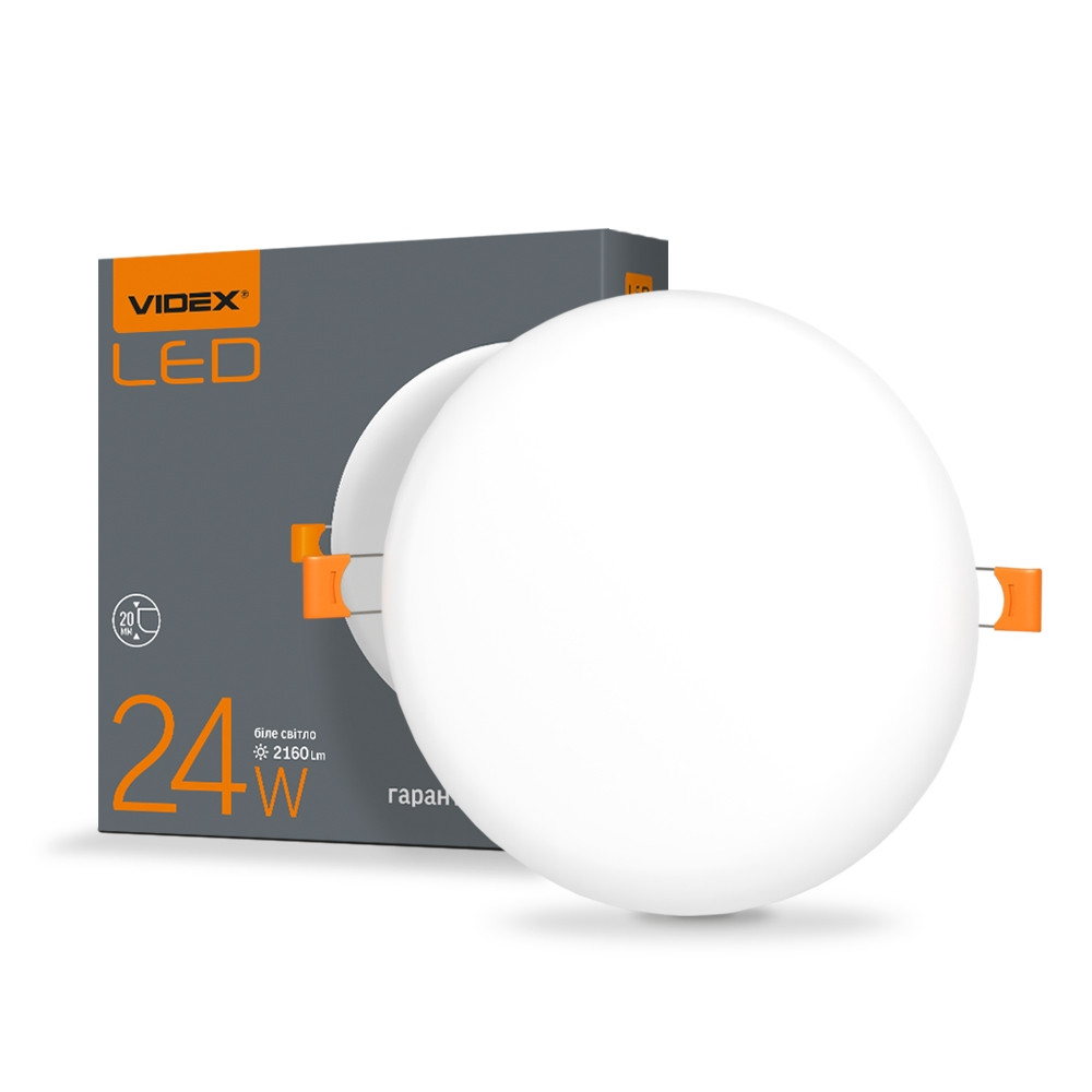 

LED светильник безрамочный круглый VIDEX 24W 4100K