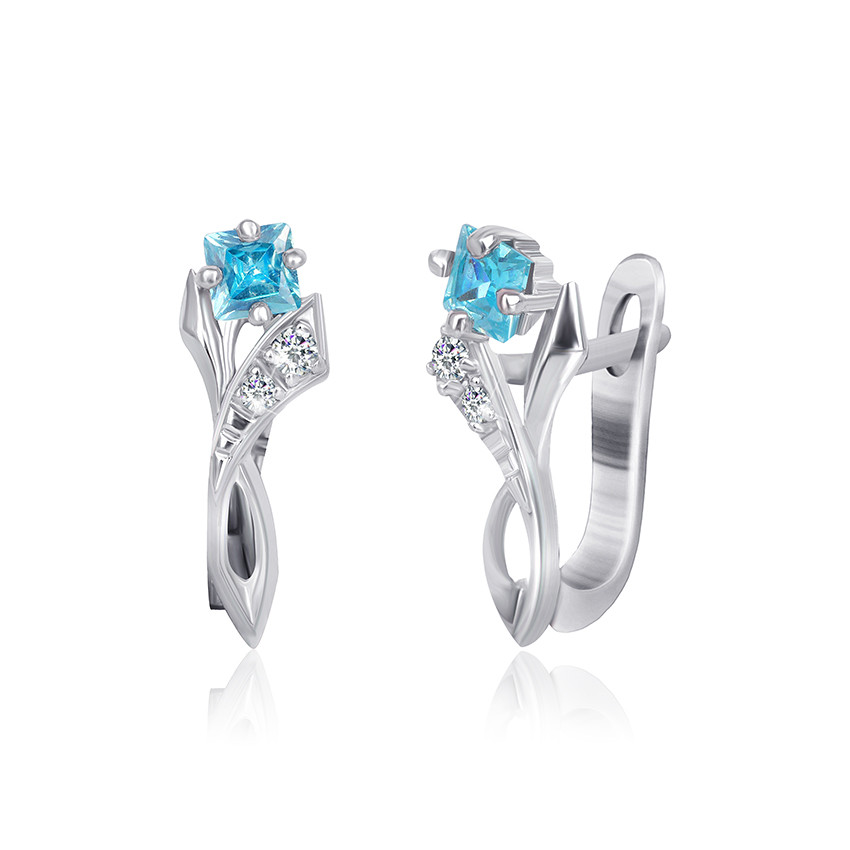 

Серебряные серьги Silvex925 с фианитом СК2ФТ1/008, с английской застежкой
