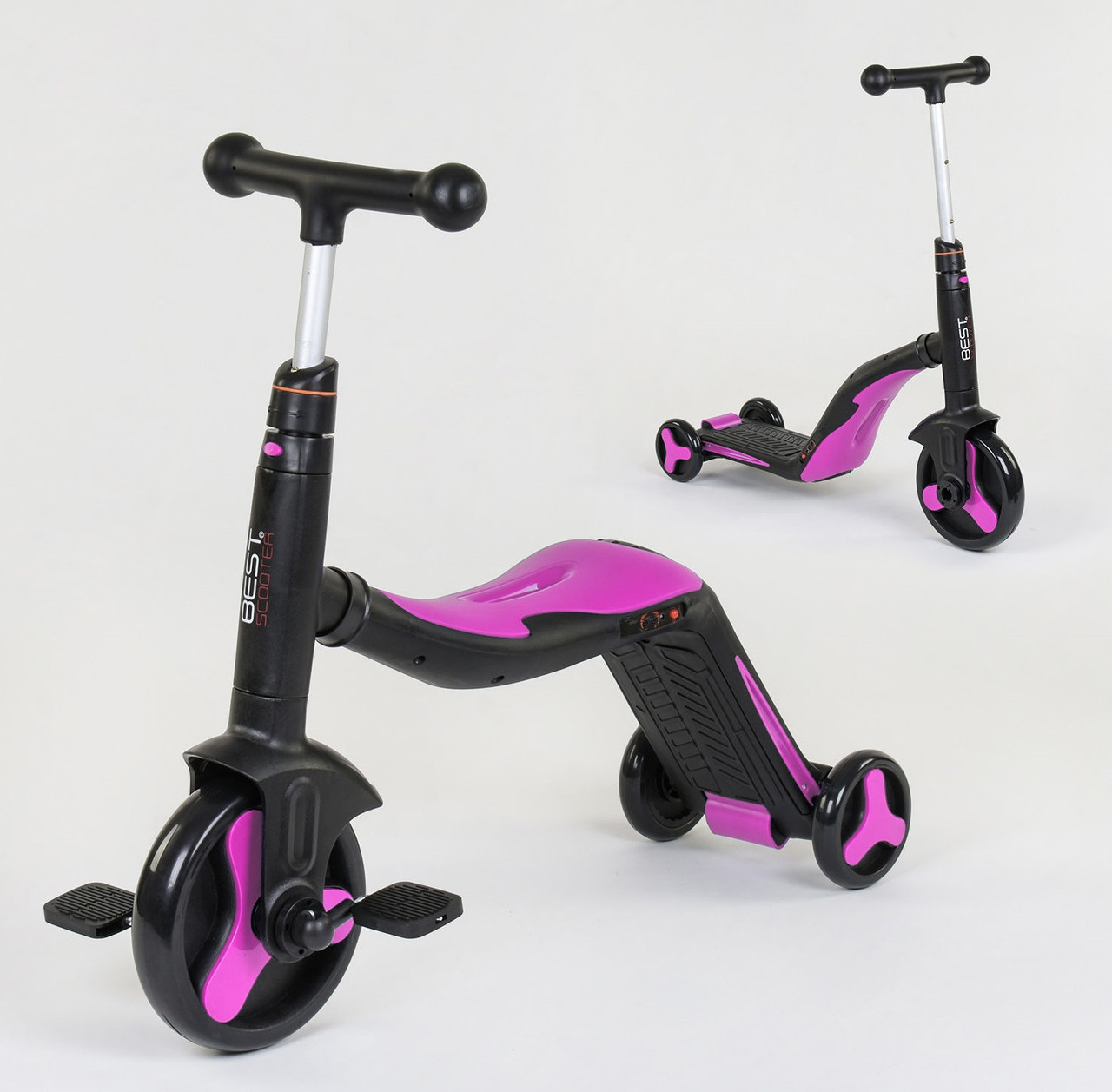 

Детский велосипед, велобег, самокат 3 в 1 Best Scooter JT 70708 Розовый