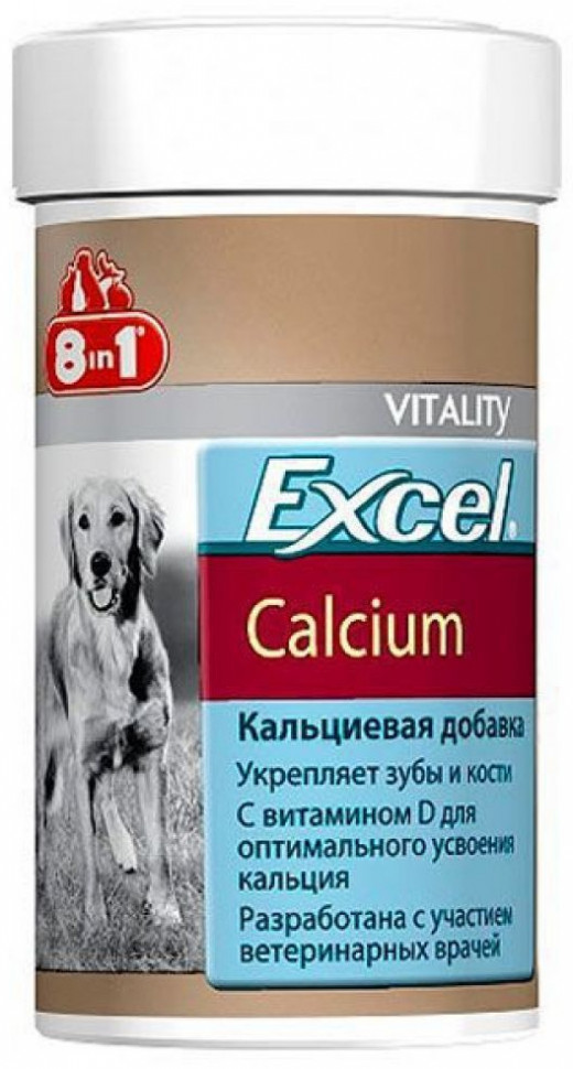 

Пищевая добавка 8in1 Excel Calcium кальций и витамин D для собак 1700 таблеток