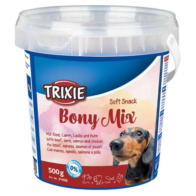 

Лакомство для собак Микс со вкусом говядины, баранины, лосося, курицы Soft Snack Bony Mix 500 г Trixie BGL-TX-36