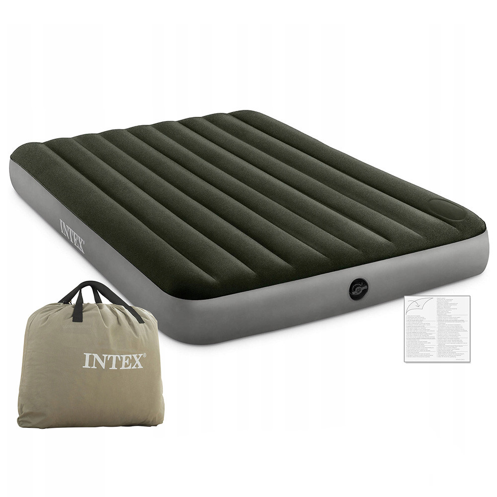 

Двухместный надувной матрас Intex 64763 Pillow Rest Classic Twin со встроенным ножным насосом 152 x 203 x 25 см Зеленый (RT-64763)