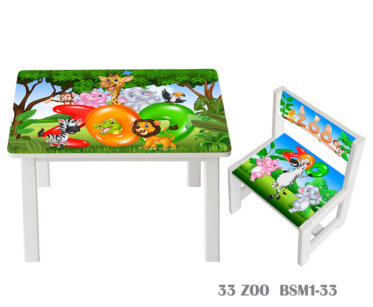 

Детский стол и укреплённый стул Bambi Zoo BSM1-33 White / Green (BSM1)