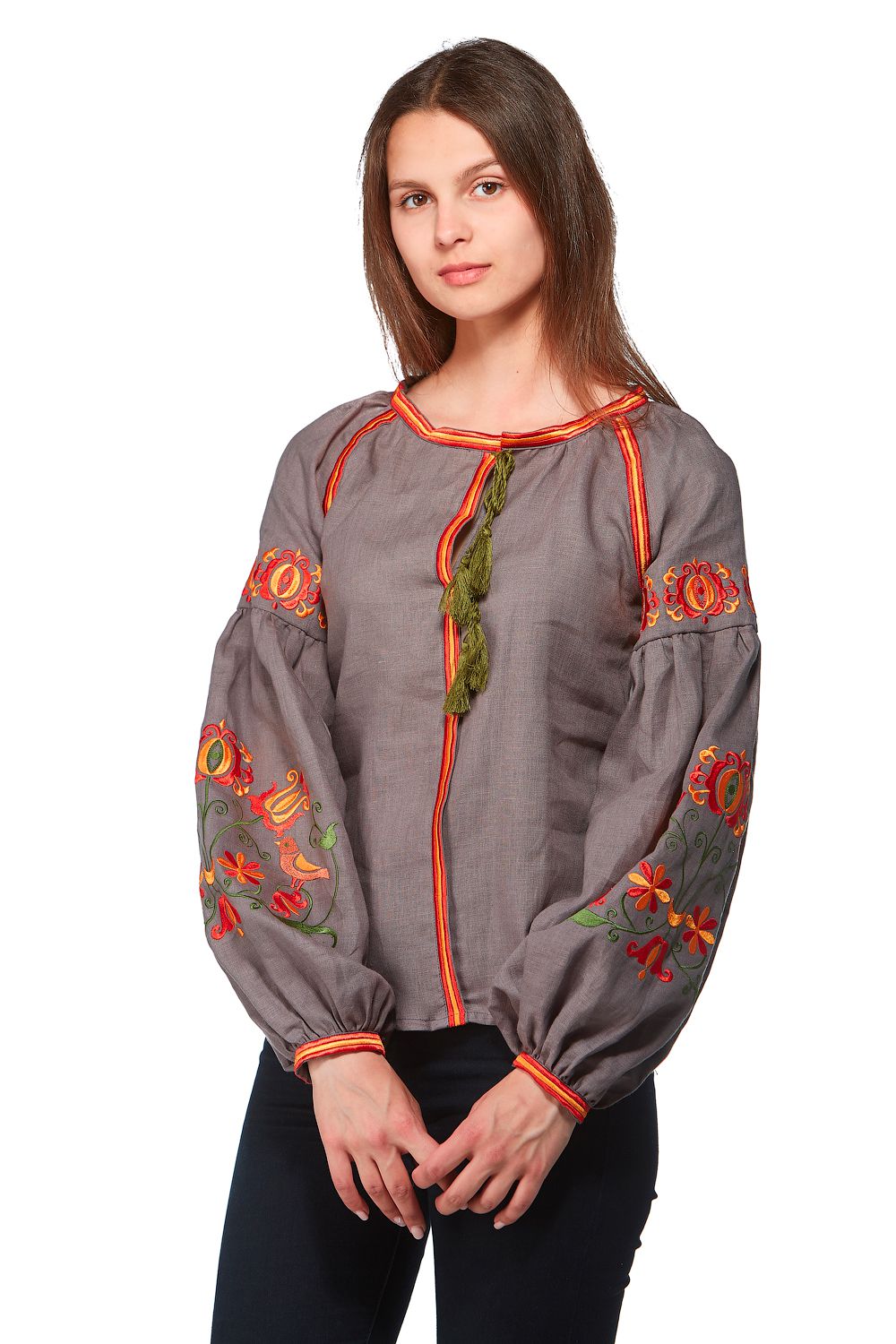 

Жіноча вишита блуза з кольоровою вишивкою Gray  UKR-5156 UkrGlamour, Жіноча вишита блуза з кольоровою вишивкою Gray 42 UKR-5156 UkrGlamour