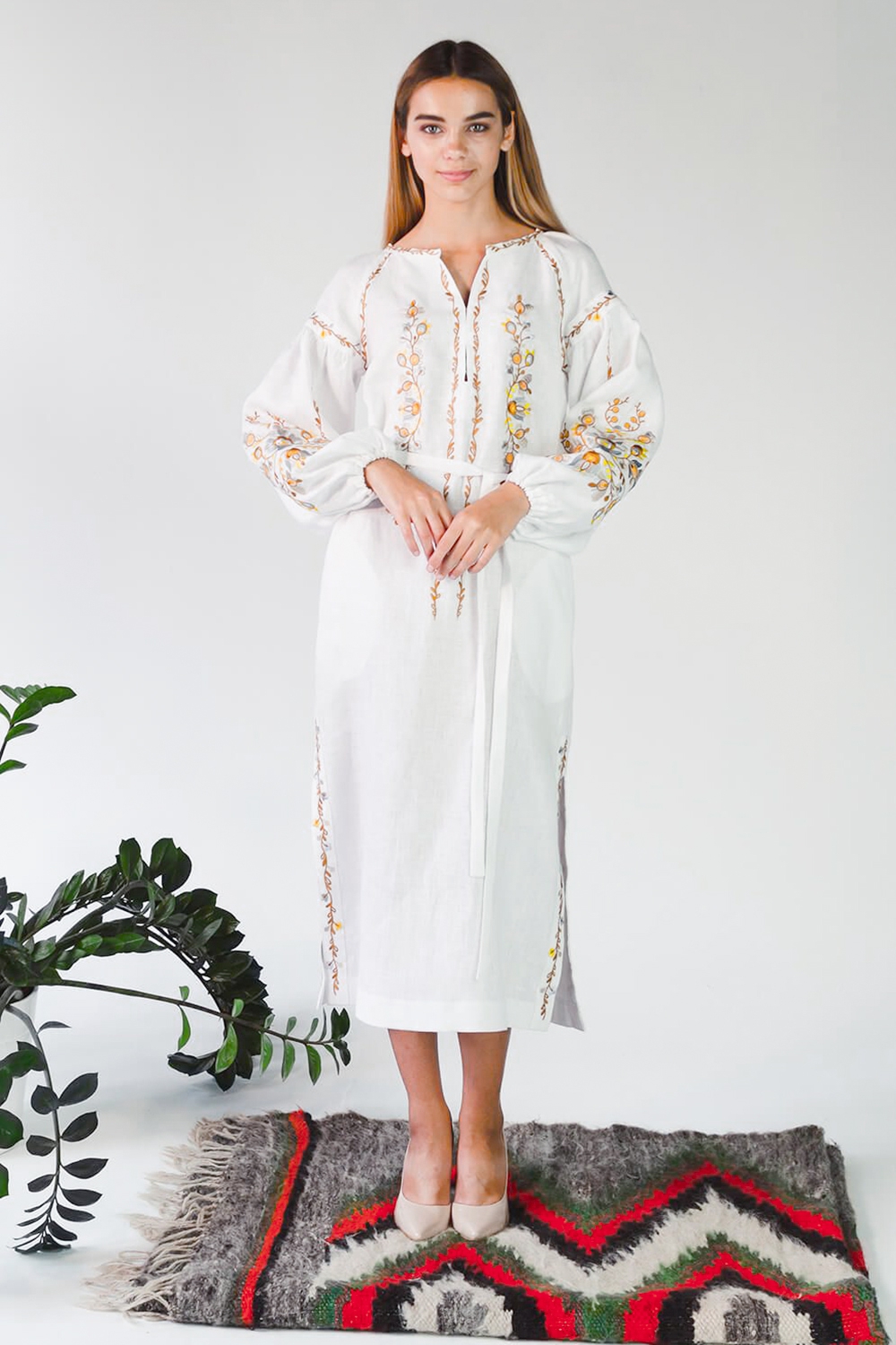 

Жіноча вишита сукня White 3  UKR-4187 UkrGlamour, Жіноча вишита сукня White 3 46 UKR-4187 UkrGlamour